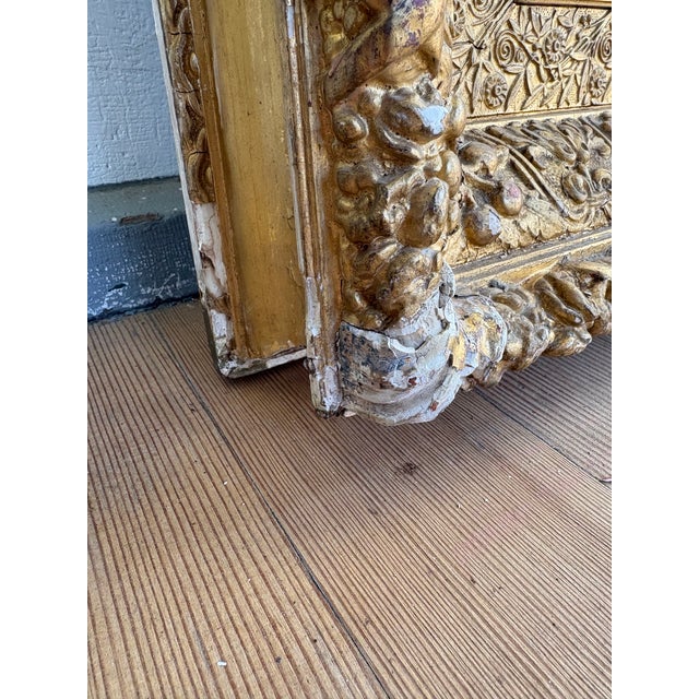 Gold 19th C Victorian Carved Frame Gilt Square Wall Mirror For Sale - Image 8 of 12
