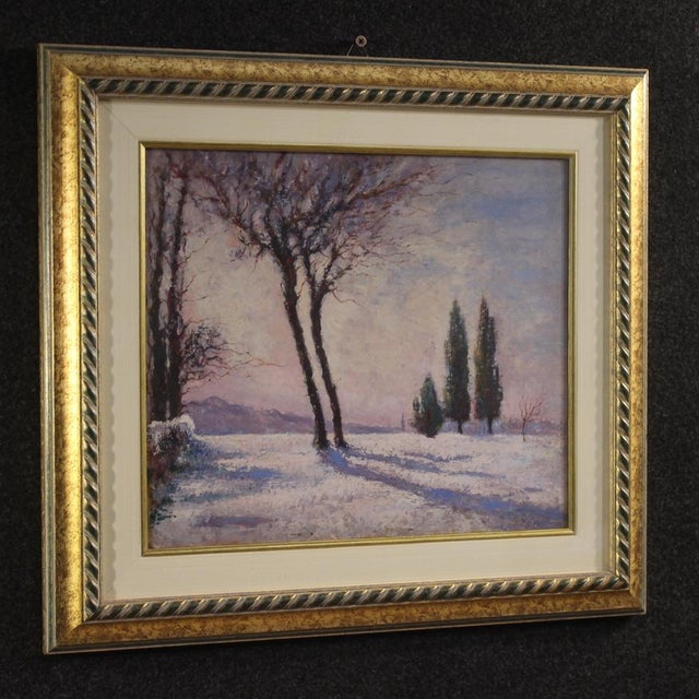Italian Artist, Snowy Landscape, 1932, Oil on Board, Framed For Sale - Image 8 of 16