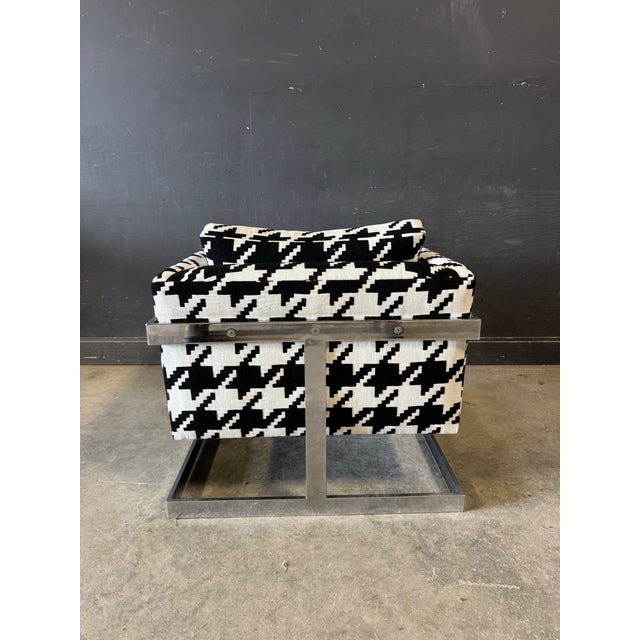 Textile 1970’s Milo Baughman Floating Cube Lounge Chair With New Upholstery For Sale - Image 7 of 10