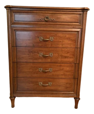 Vintage Henredon Heritage Walnut Italian Provincial - Highboy 5-Drawer (5300 Series)