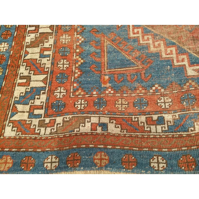 Tribal 19th Century Caucasian Kazak Rug, Hand-knotted Wool, Geometric Design, Royal Blue. 5' x 8' For Sale - Image 3 of 16