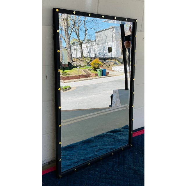 2020s Modern Black and Brass Metal Stud Wall Mirror For Sale - Image 5 of 5