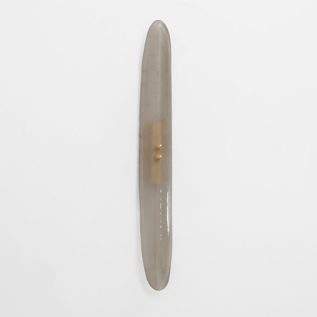 2000 - 2009 Mid-Century Modern Smoke Murano Glass Sconces in the style of Fontana Arte, 2000, Set of 2 For Sale - Image 5 of 10