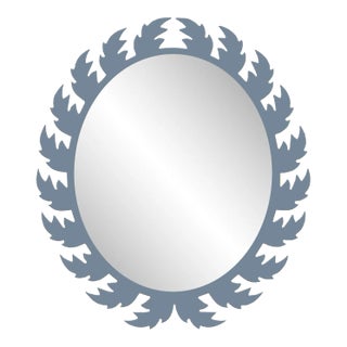 Fleur Home Audubon Oval Mirror in Bachelor Blue, 42x48 For Sale