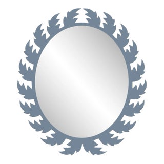 Fleur Home Audubon Oval Mirror in Bachelor Blue, 42x48 For Sale