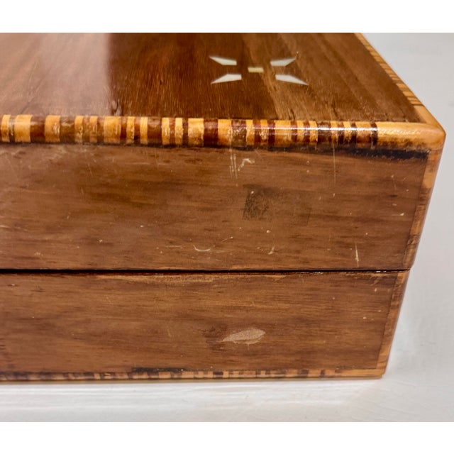 Vintage Handcrafted Damascus Marquetry Inlaid Wood Folding Backgammon Board Box For Sale - Image 10 of 10