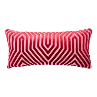 Schumacher x Mary McDonald Vanderbilt Velvet 24" Lumbar Pillow in Fushia For Sale