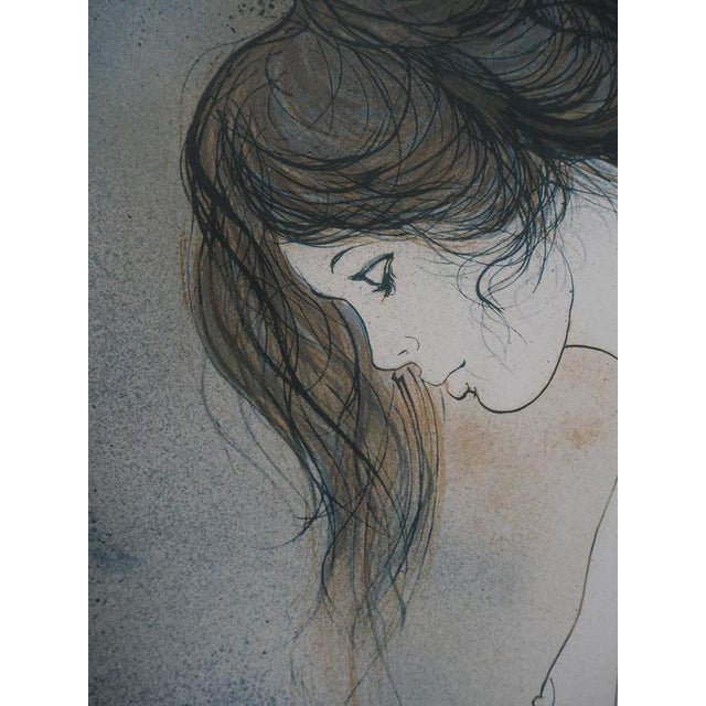 Bernard Charoy, Dominique on Blue Background, Lithograph For Sale - Image 4 of 6