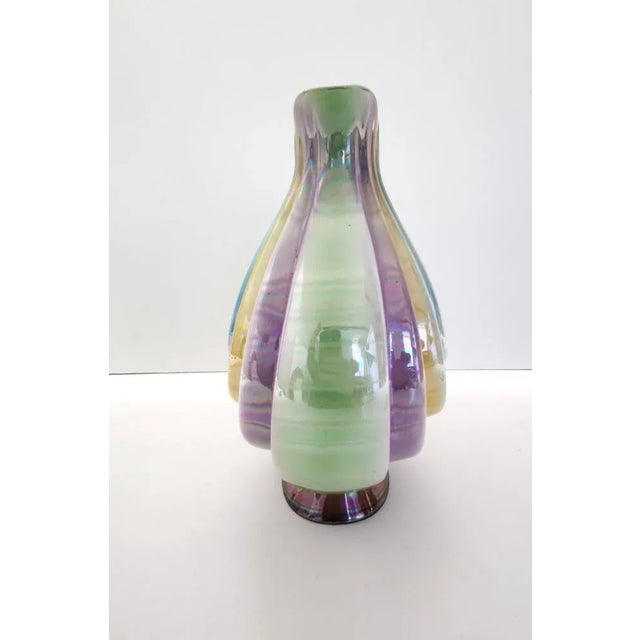 Blue Vintage Ceramic Vase with Iridescent Colors attributed to Italo Casini, Italy, 1950s For Sale - Image 8 of 13