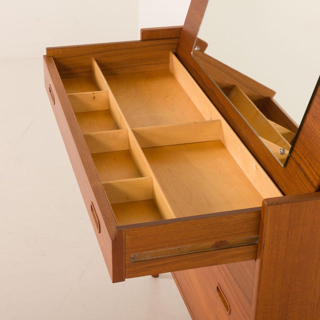 Wood Danish Teak Dresser with Hidden Vanity, 1960s For Sale - Image 7 of 18