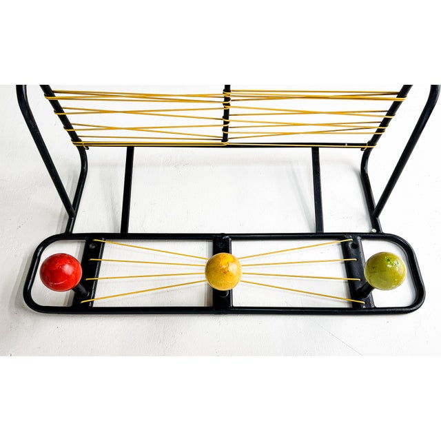 Mid-Century Modern Wall Mounted Coat Rack Scoubidou and Wooden Balls, 1950s For Sale - Image 3 of 12