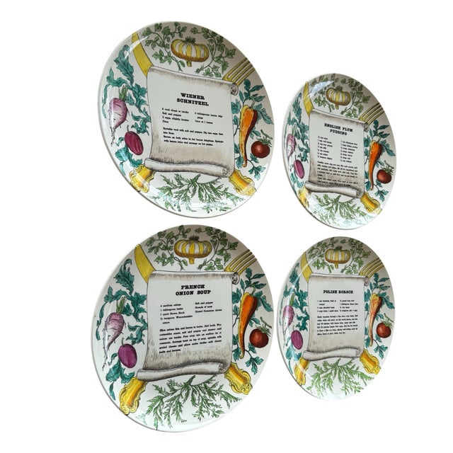 Set of 4 Piero Fornasetti Recipe Plates, 1950’s For Sale - Image 9 of 10