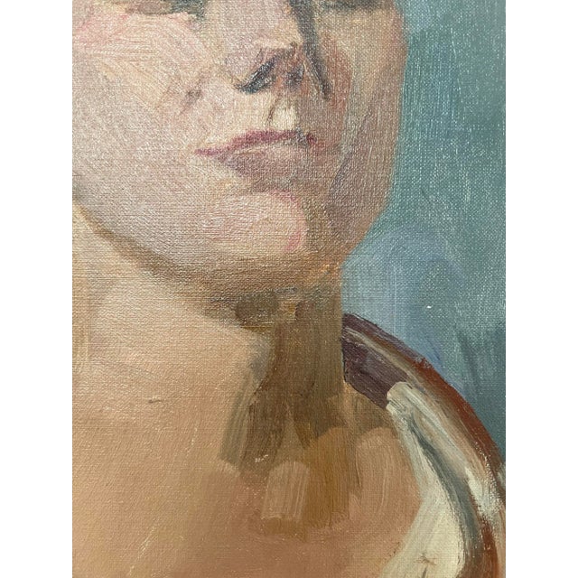 Albert Chavaz, Portrait de jeune femme, 1977, Oil on Cardboard, Framed For Sale - Image 6 of 11