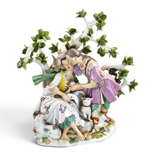 French Porcelain Figurative Love Letter Scene Group in the style of Niderviller, 18th Century For Sale - Image 12 of 12