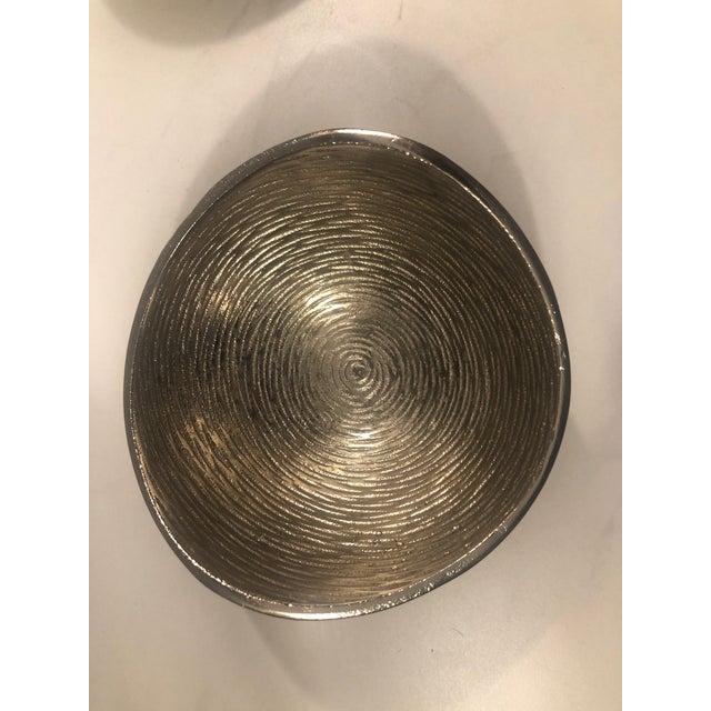Contemporary Geometric Design Silver Bowls / Nut Dishes For Sale - Image 4 of 7