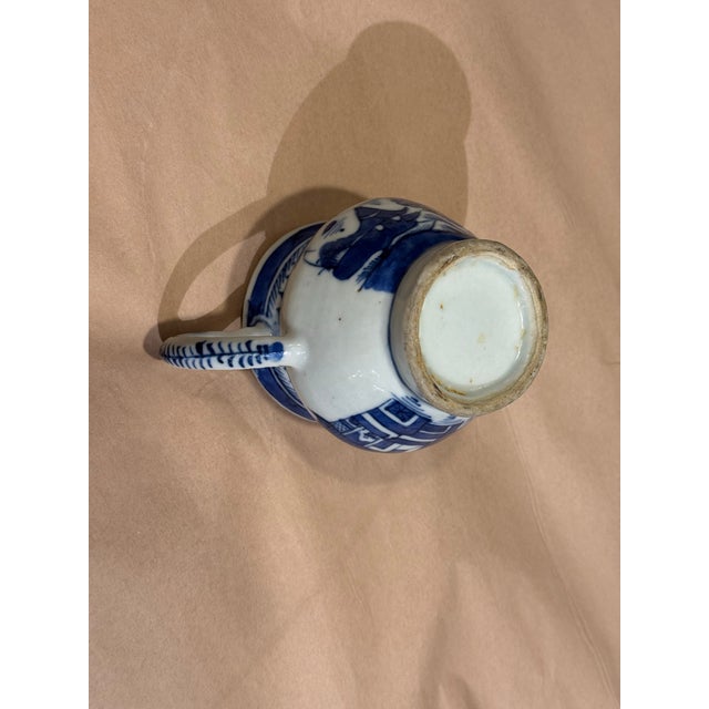 19th Century 19th Century Antique Blue and White Canton Teacup For Sale - Image 5 of 6