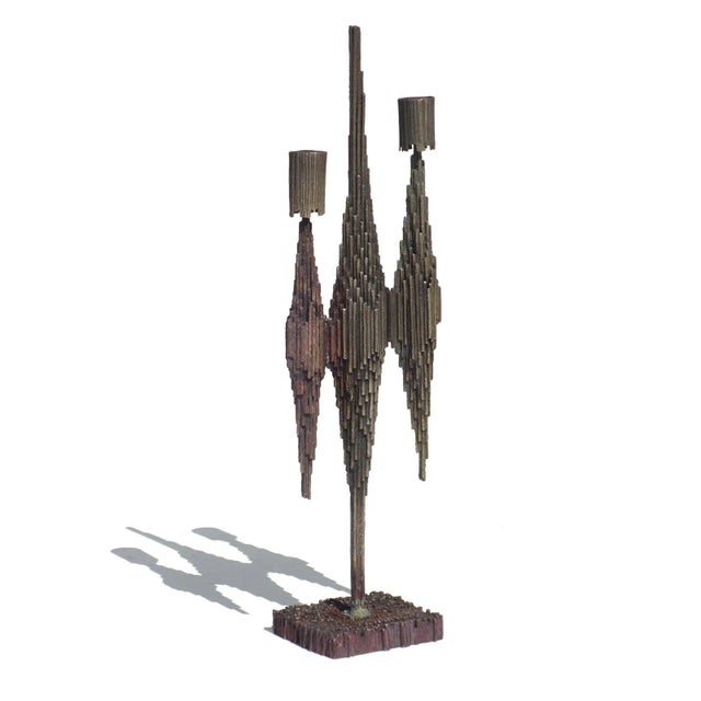 Metal Italian Brutalist Metal Candleholder by Gallinaro, 1950s For Sale - Image 7 of 7
