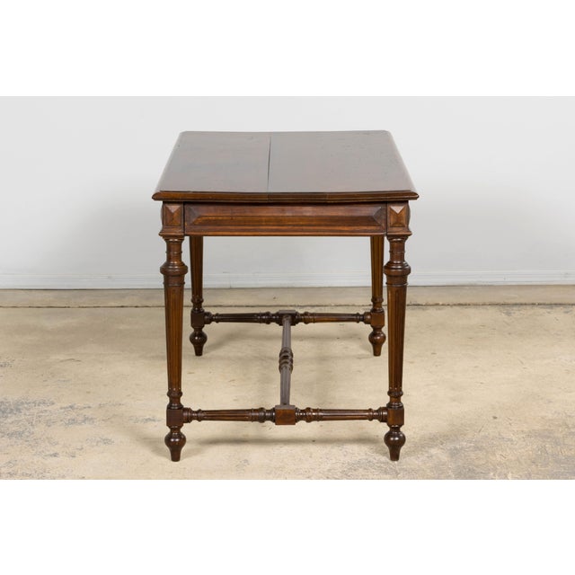 Late 19th Century French Louis XVI Style Walnut Writing Table With Side Drawers For Sale - Image 18 of 18
