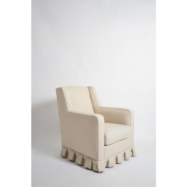 Pair of off white fringe armchairs, 1940s. Height: 88 cm - 34.65 in Length: 80 cm - 31.5 in Width: 70 cm - 27.56 in...