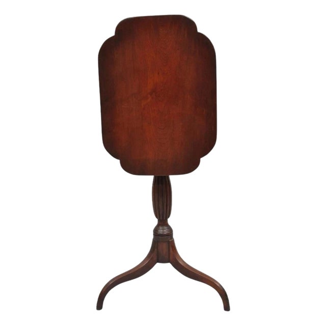 Antique American Sheraton Mahogany Tilt Top Side Tea Table Candle Stand For Sale