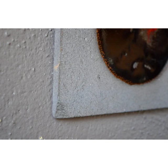 Decorative Wall Plaque with Enameled Lava Flower, Country Chic For Sale - Image 5 of 7