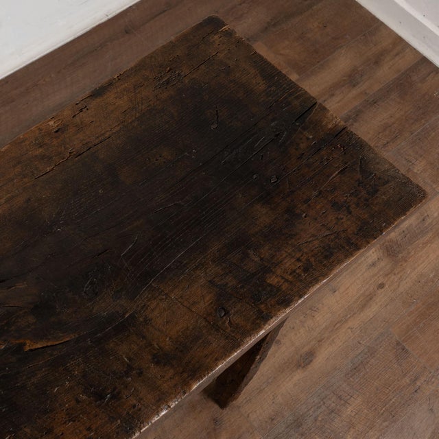Brown 18th Century Rustic Portuguese Chestnut Console Table With Single Drawer For Sale - Image 8 of 18