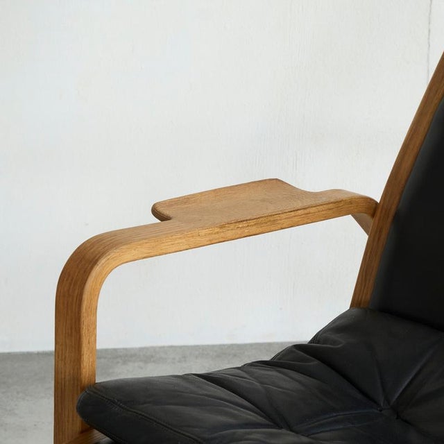 Animal Skin Lounge Chair in Birch and Black Leather attributed to Yngve Ekström for Swedese, 1970s For Sale - Image 7 of 12