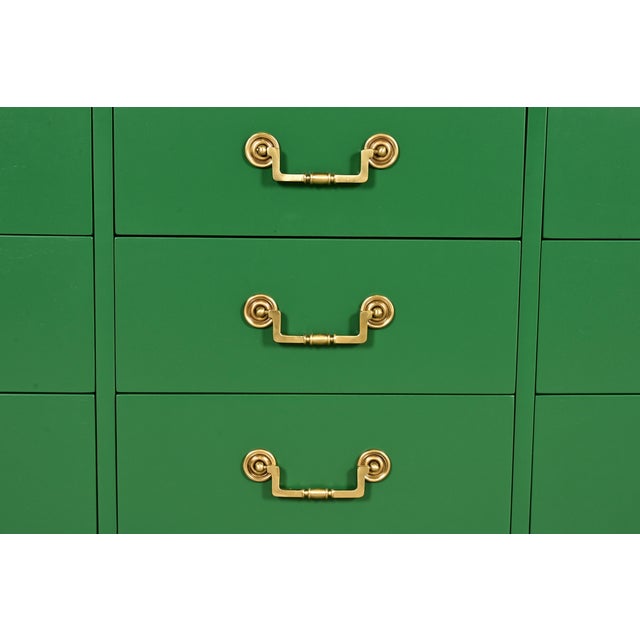 John Widdicomb French Regency Louis XVI Green Lacquered Dresser or Credenza, Newly Refinished For Sale - Image 12 of 18