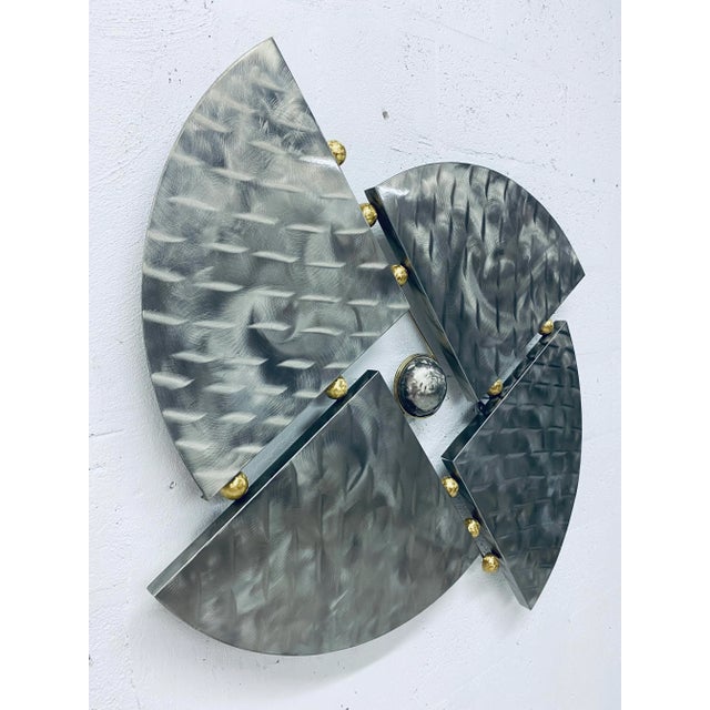 Contemporary Mid90s Contemporary Steel and Brass Wall Sculpture For Sale - Image 3 of 12