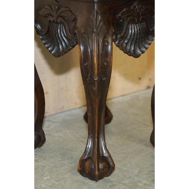 Wood Hand Carved Hardwood Claw & Ball Side Tables, 1900s, Set of 2 For Sale - Image 7 of 18