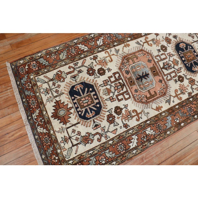 Persian Early 20th Century Zabihi Collection Ivory Brown Heriz Scatter Rug - 3'3" x 5'11" For Sale - Image 3 of 8