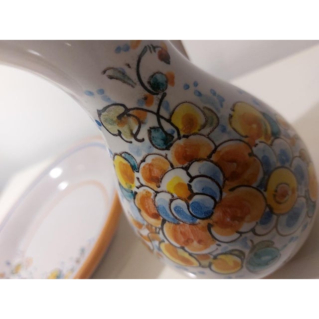 Hand-Painted Ceramic Plate and Jug Set from Lufeco, 1960s, Set of 2 For Sale - Image 12 of 16