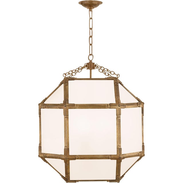 Transitional Suzanne Kasler for Visual Comfort Signature Morris Medium Lantern in Gilded Iron with White Glass For Sale - Image 3 of 4