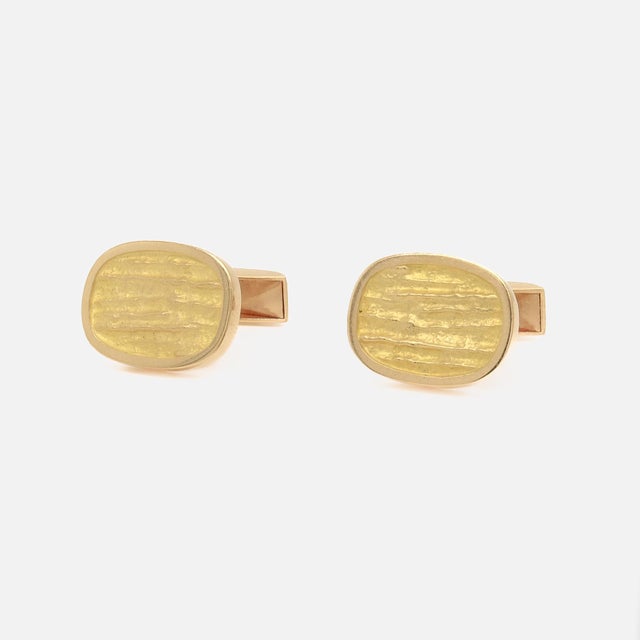 Georg Jensen Pair of Georg Jensen Danish Mid-Century 18k Gold Cufflinks For Sale - Image 4 of 13
