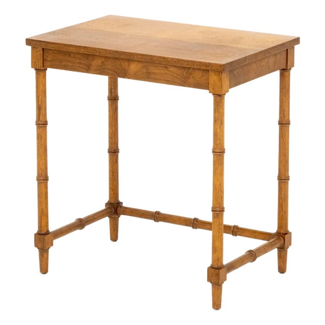 Modern Faux Bamboo Oak Side Table For Sale