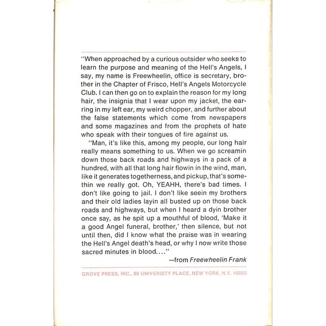 Traditional "Freewheelin Frank: Secretary of the Angels: As Told to Michael McClure" 1967 Reynolds, Frank For Sale - Image 3 of 5