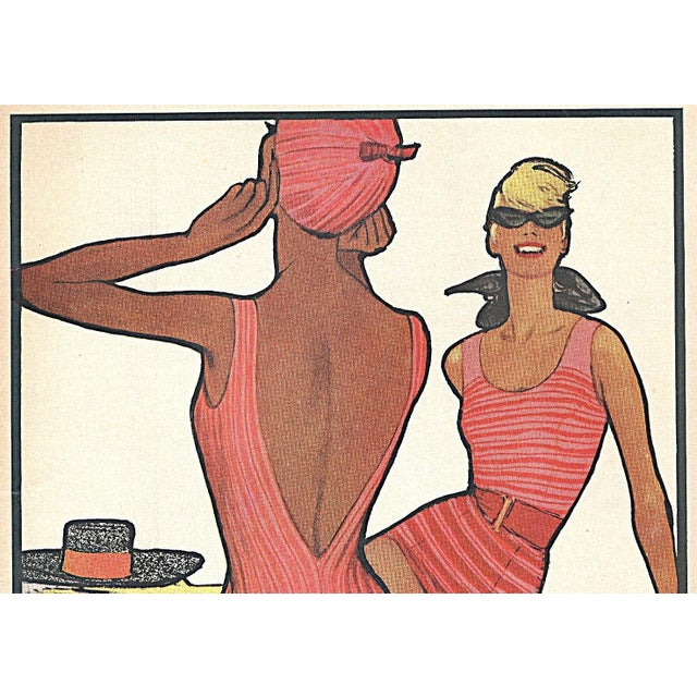 This is perfect for your beach house or pool area. This is a 1958 fashion advertisement print for Janzten swimsuits....