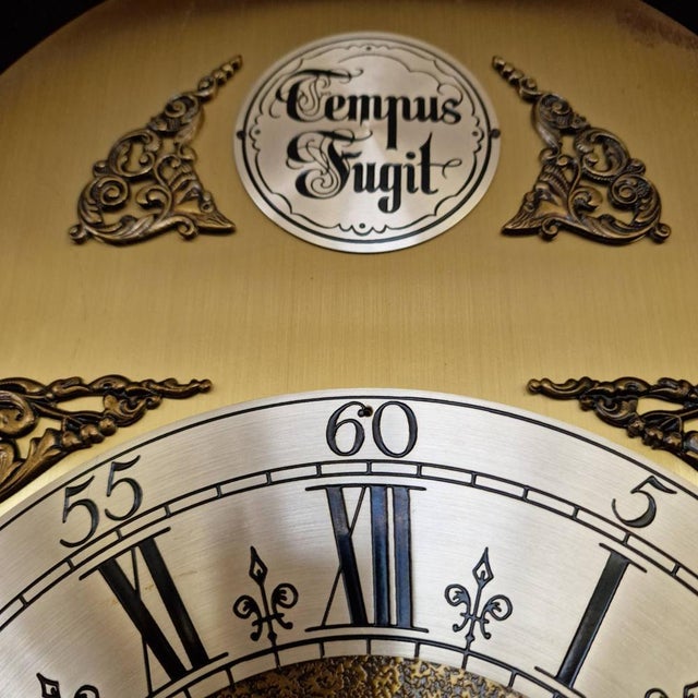 Brown Large Table Clock Tempus Fugit For Sale - Image 8 of 11