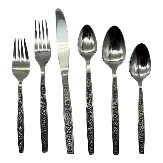 Vintage International Silver Luxury Stainless Enchanted Rose Flatware