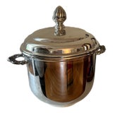 Mid Century Silver-Plate Ice Bucket With Milk Glass Liner For Sale