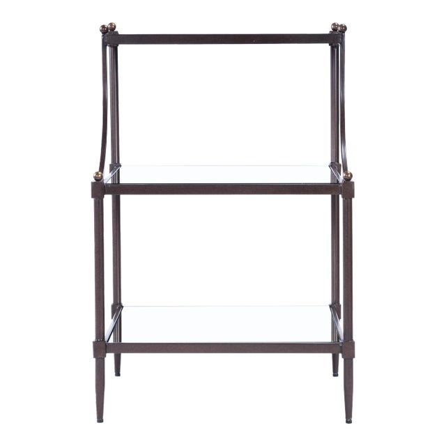 Peninsula Mirrored & Metal Side Table, Bronze For Sale