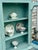 French Provincial Mid-Century Distressed Green Cabinet, With 2 Shelves For Sale - Image 11 of 12