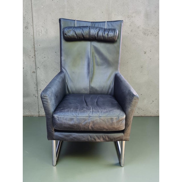 Modern Leather Lounge Chair with Steel Base from Montis, Netherlands, 1970s For Sale - Image 6 of 9