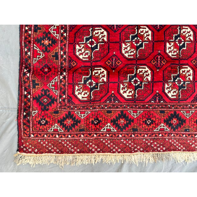 Red Bokhara Hand-Knotted Wool Rug - 5'8" X 3'4" For Sale - Image 6 of 13