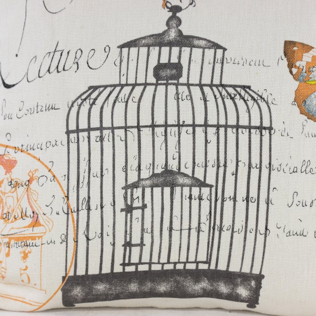 Vintage Bird and Butterfly Cage Pillow For Sale - Image 11 of 12