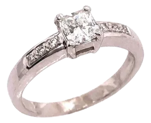 18 Karat White Gold Diamond Engagement Ring 0.80 Total Diamond Weight, Size 5.25