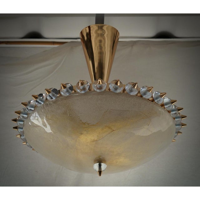 Gold Murano Round Art Glass and Brass Pendant, 2000 For Sale - Image 8 of 9