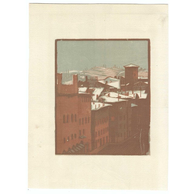 Diego Pettinelli (1897-1989) "Dall'alto (From Above)" color woodcut, unsigned, Published in the art journal "Xilografia"...