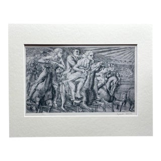 Vtg 1939 Print in 11x14 Mat, Ready to Frame: Reginald Marsh, "Merry-Go-Round" For Sale