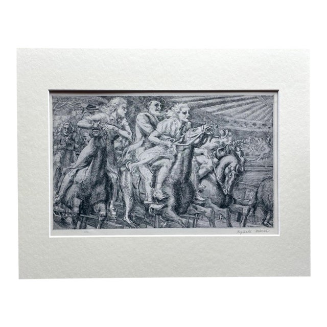 Vtg 1939 Print in 11x14 Mat, Ready to Frame: Reginald Marsh, "Merry-Go-Round" For Sale